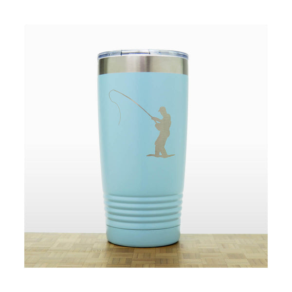 Teal  - Fly Fisherman 20 oz Insulated Tumbler - Copyright Hues in Glass
