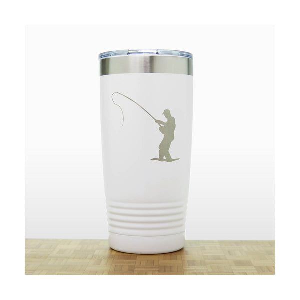 White  - Fly Fisherman 20 oz Insulated Tumbler - Copyright Hues in Glass
