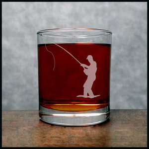 Fly Fisherman Whisky Glass - Copyright Hues in Glass