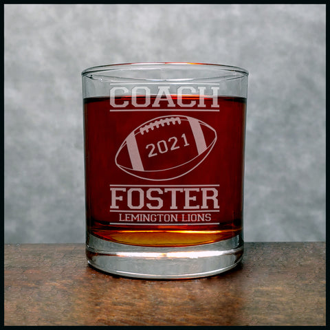 Football Coach Personalized Whisky Glass - Copyright Hues in Glass