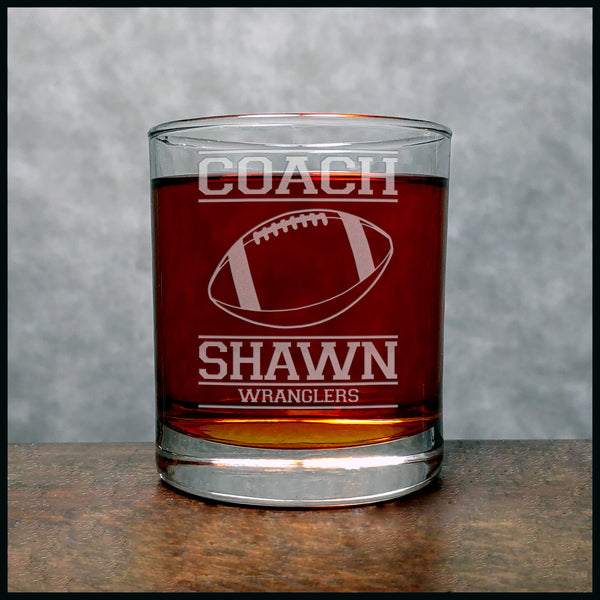 Football Coach Personalized Whisky Glass - Copyright Hues in Glass