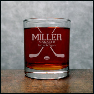 Hockey Manager Personalized Whisky Glass - Copyright Hues in Glass