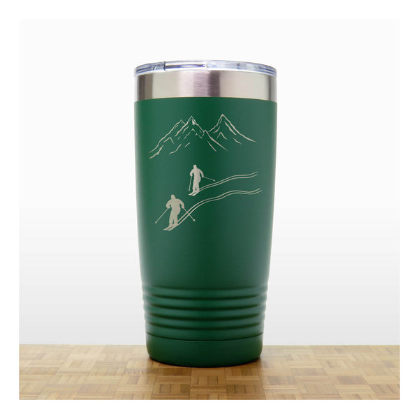 Green - Skiers 20 oz Insulated Tumbler - Copyright Hues in Glass