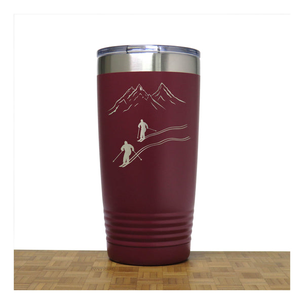 Maroon - Skiers 20 oz Insulated Tumbler - Copyright Hues in Glass
