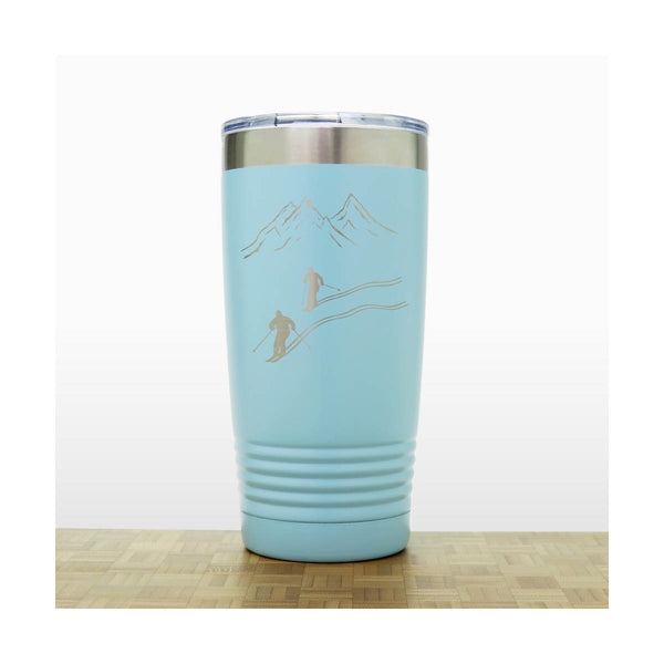 Teal - Skiers 20 oz Insulated Tumbler - Copyright Hues in Glass