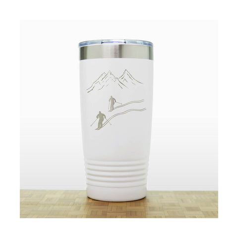 White - Skiers 20 oz Insulated Tumbler - Copyright Hues in Glass