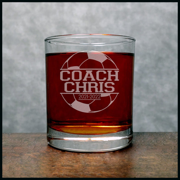 Soccer Coach Personalized Whisky Glass - Copyright Hues in Glass