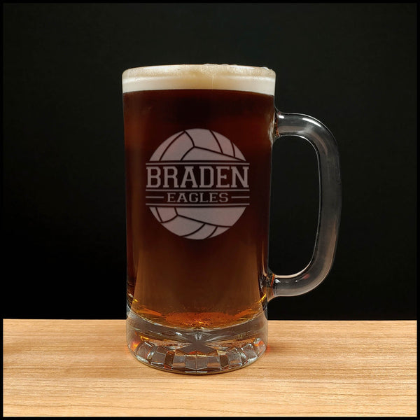 Volleyball Player Beer Mug with Team - Copyright Hues in Glass