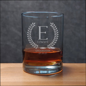 Groomsman Monogram Engraved 13oz Whiskey Glass - Wedding Party Personalized Gift