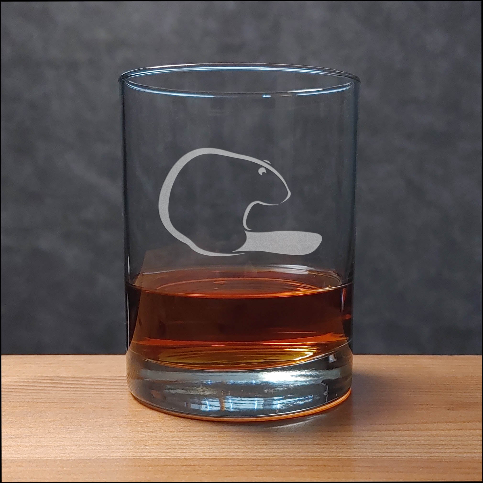 Beaver 13 oz Whisky Glass - Design 3 - Copyright Hues in Glass