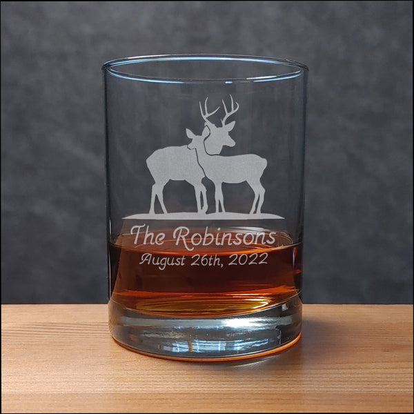 Stag and Doe 13oz Engraved Whiskey Glass - Free Personalization