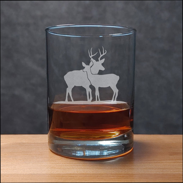 Deer (Stag and Doe) Whisky Glass - Copyright Hues in Glass 