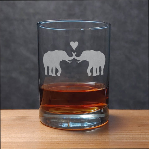Elephant in Love 13 oz Whisky Glass - Copyright Hues in Glass