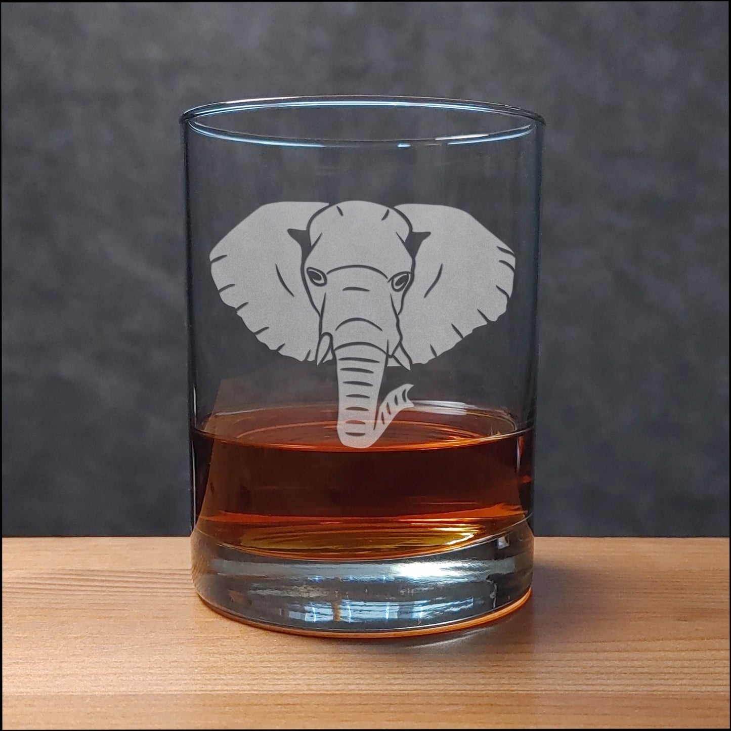 Elephant Face 13 oz Whisky Glass - Copyright Hues in Glass