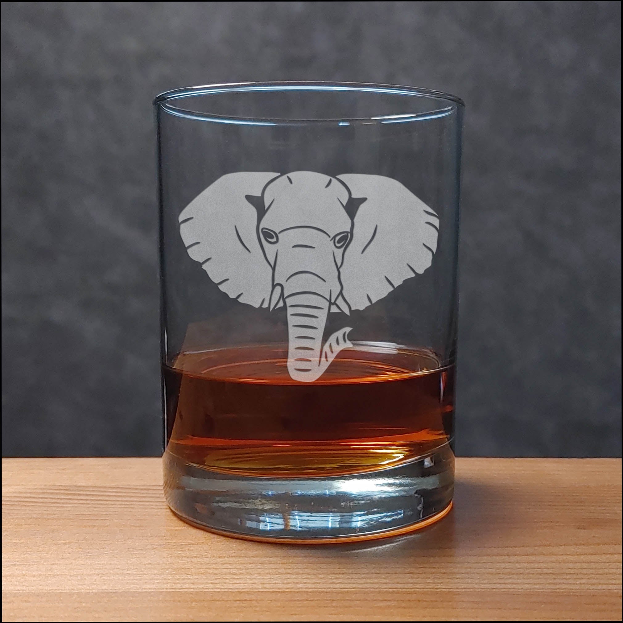 Elephant Face 13 oz Whisky Glass - Copyright Hues in Glass