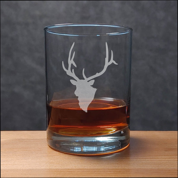 Elk Head 13 oz Whiskey Glass - Copyright Hues in Glass