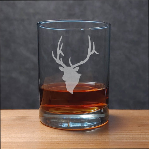 Elk Head 13 oz Whiskey Glass - Copyright Hues in Glass
