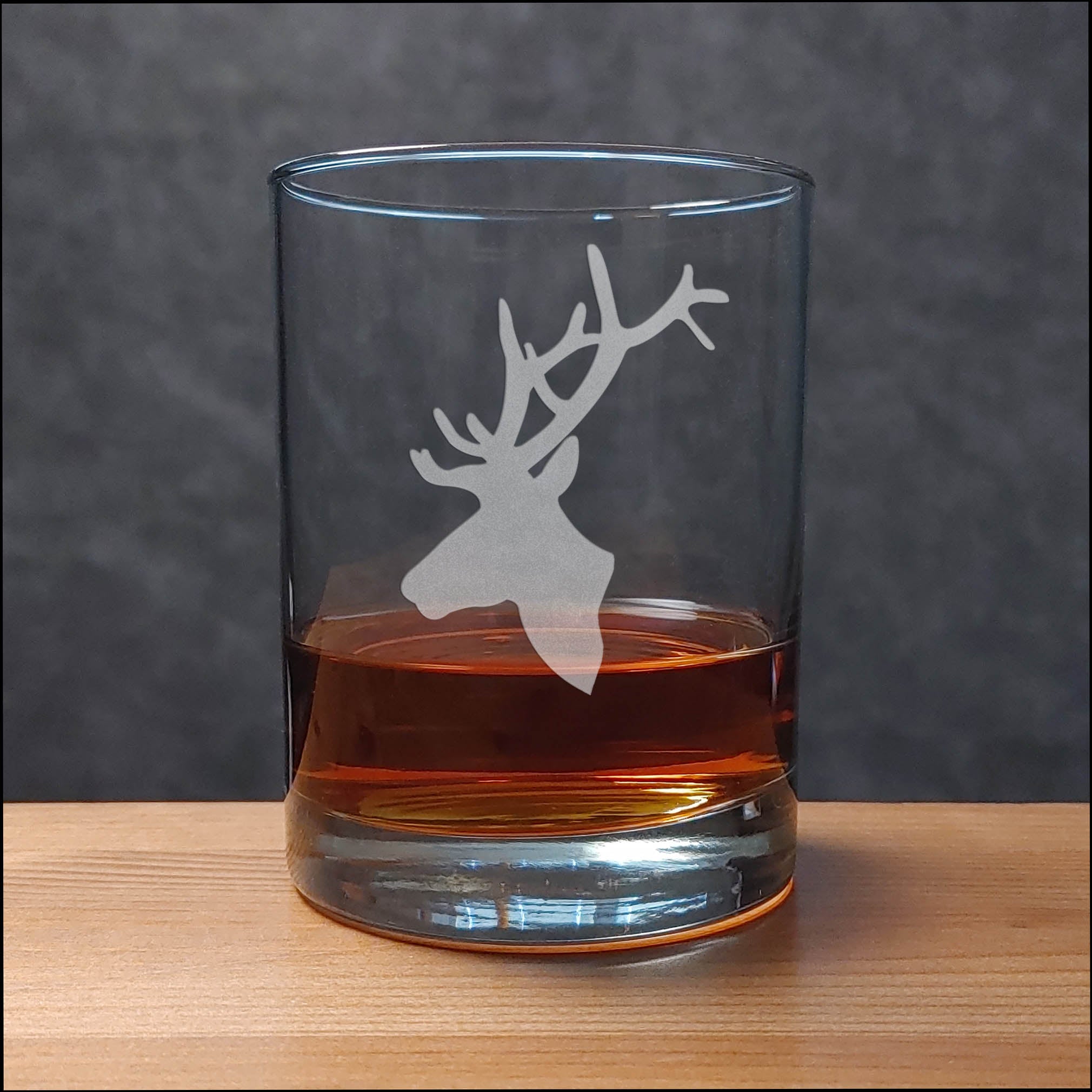Elk Head 13 oz WhiskeyGlass - Design 2 - Copyright Hues in Glass