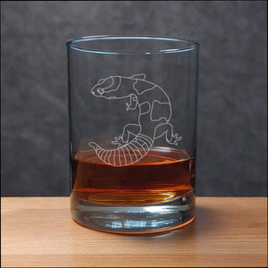 Gecko 13 oz Whiskey Glass - Design 2 - Copyright Hues in Glass