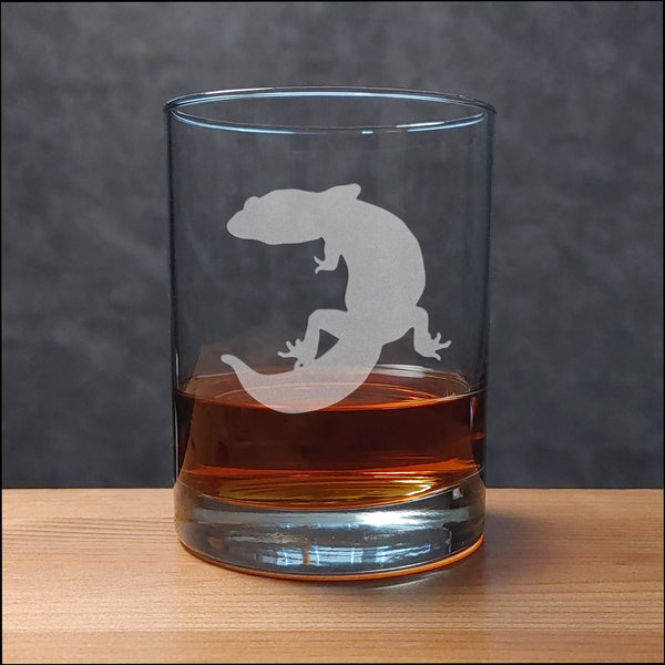 Gecko 13oz  Whiskey Glass - Design 3 - Copyright Hues in Glass