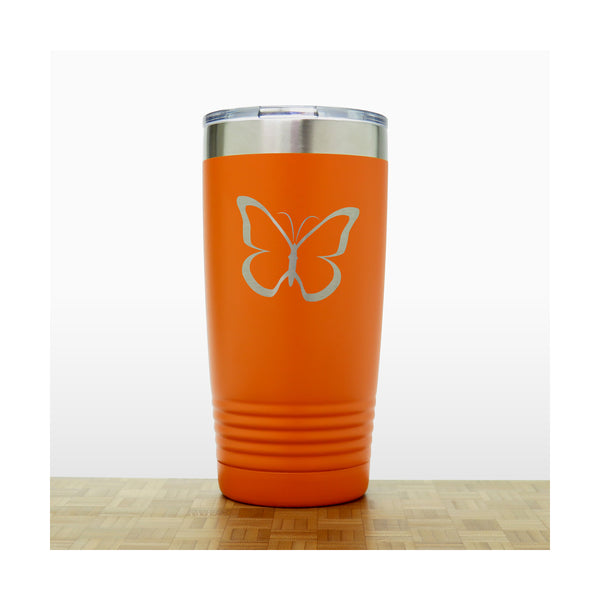 Orange - Butterfly 2 20 oz Insulated Tumbler - Copyright Hues in Glass